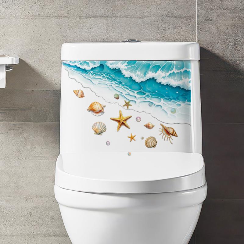 Home Bathroom Design - Adesivo per WC a tema oceano,