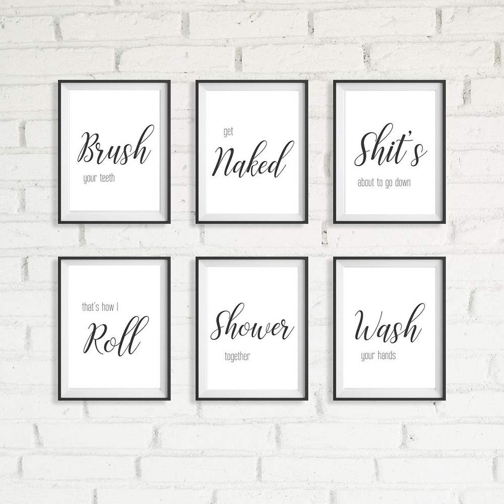 Home Bathroom Rules - Wall Art Canvas Painting Divertenti regole