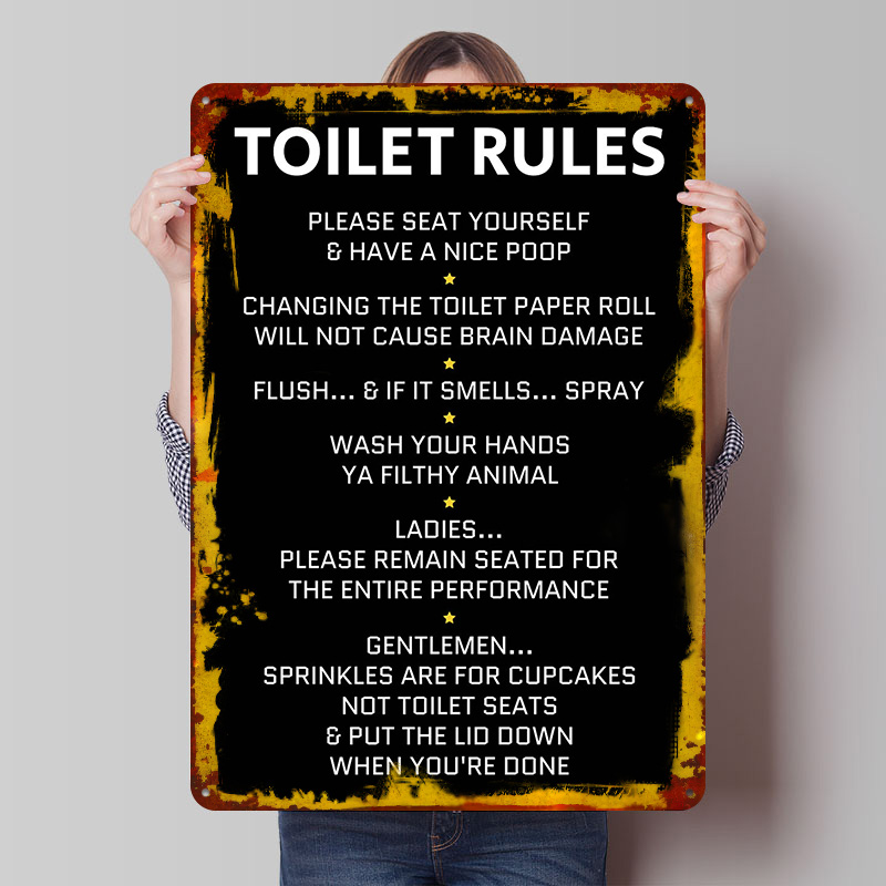 Home Bathroom Rules - Poster in Latta con Regole del