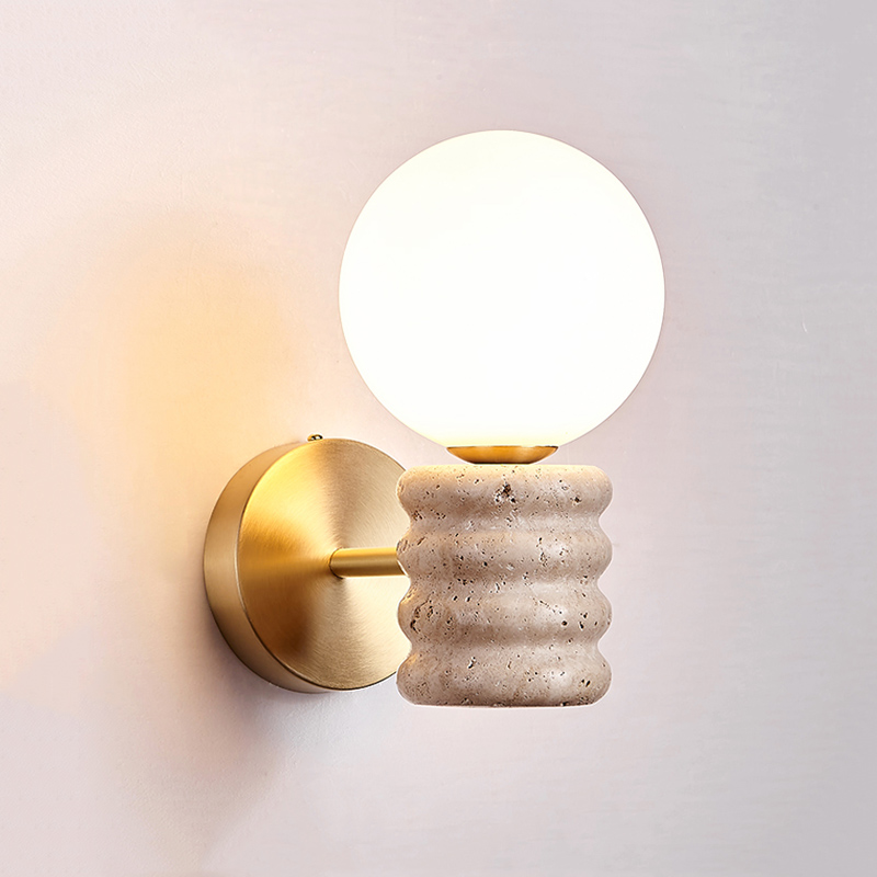 Japanese Home Bathroom Design - Lampada da Parete in Travertino Giallo