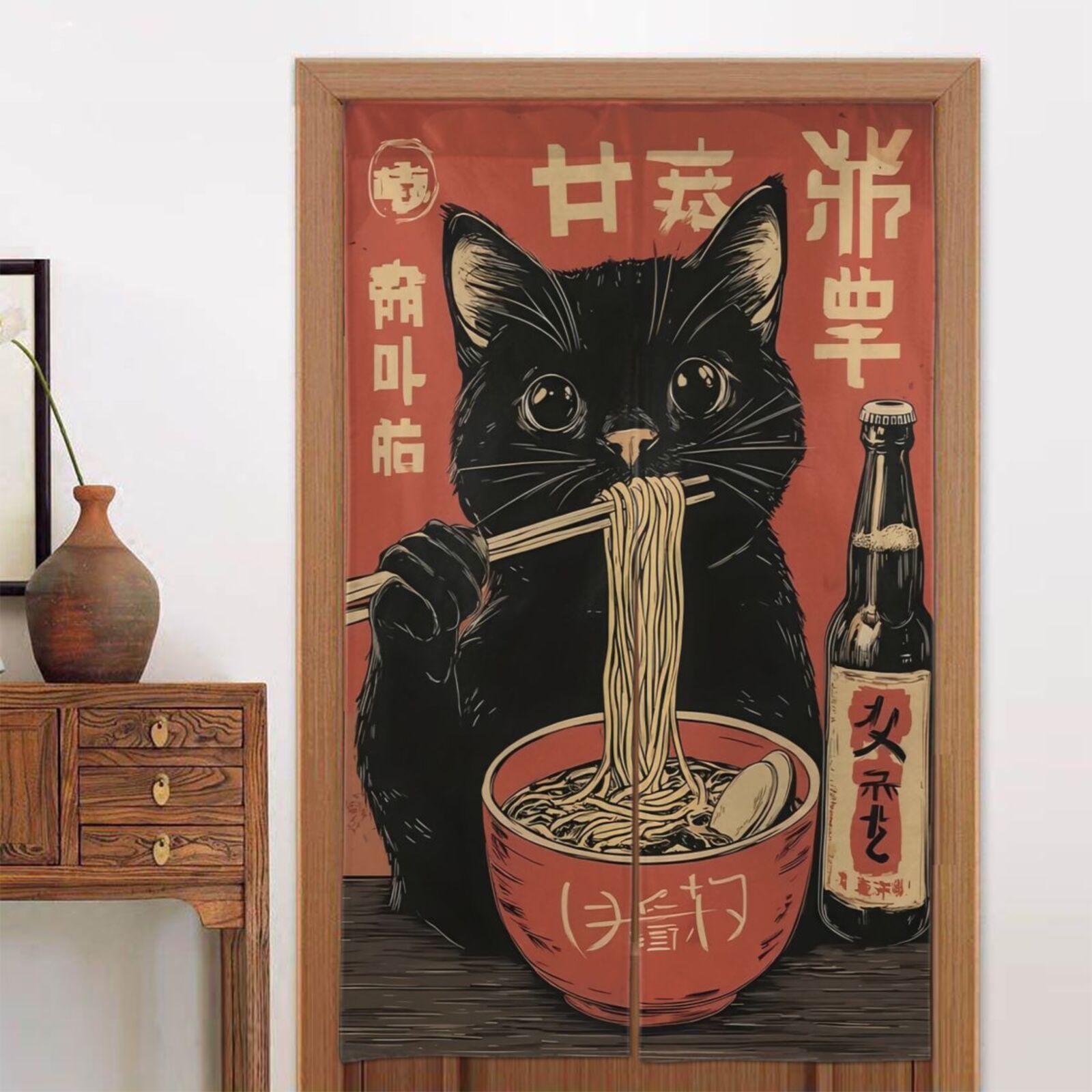 Japanese Home Bathroom Design - Maneki giapponese Neko Noren Tenda in
