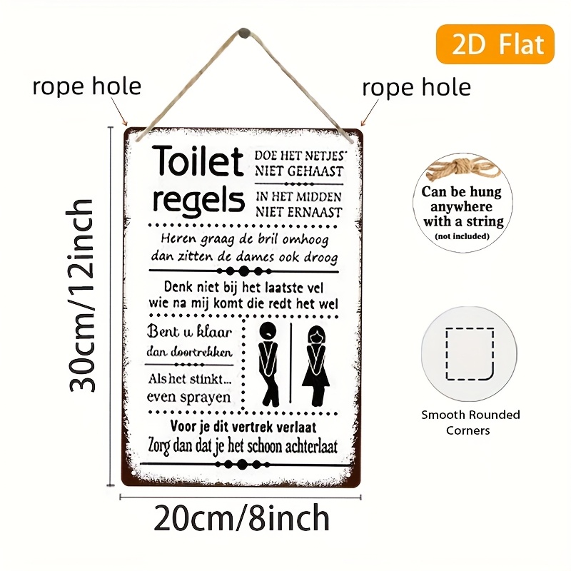 Divertente targa in ferro vint - Home Bathroom Rules recensione e prezzo